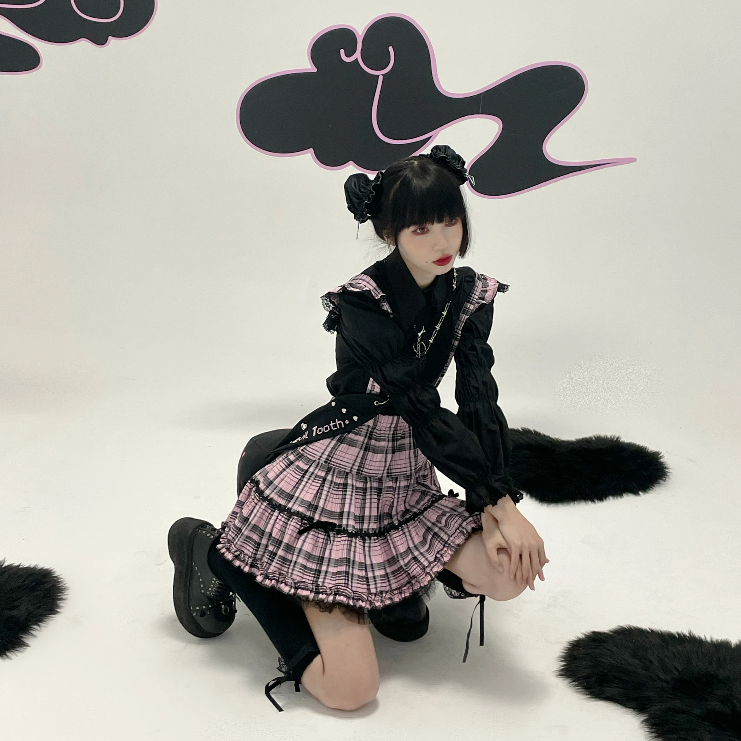 

New Harajuku Gothic Y2K Cake Skirt Sweet Cool Girl High Waist A-line Skirt Punk Pink Mini Suspender Skirt