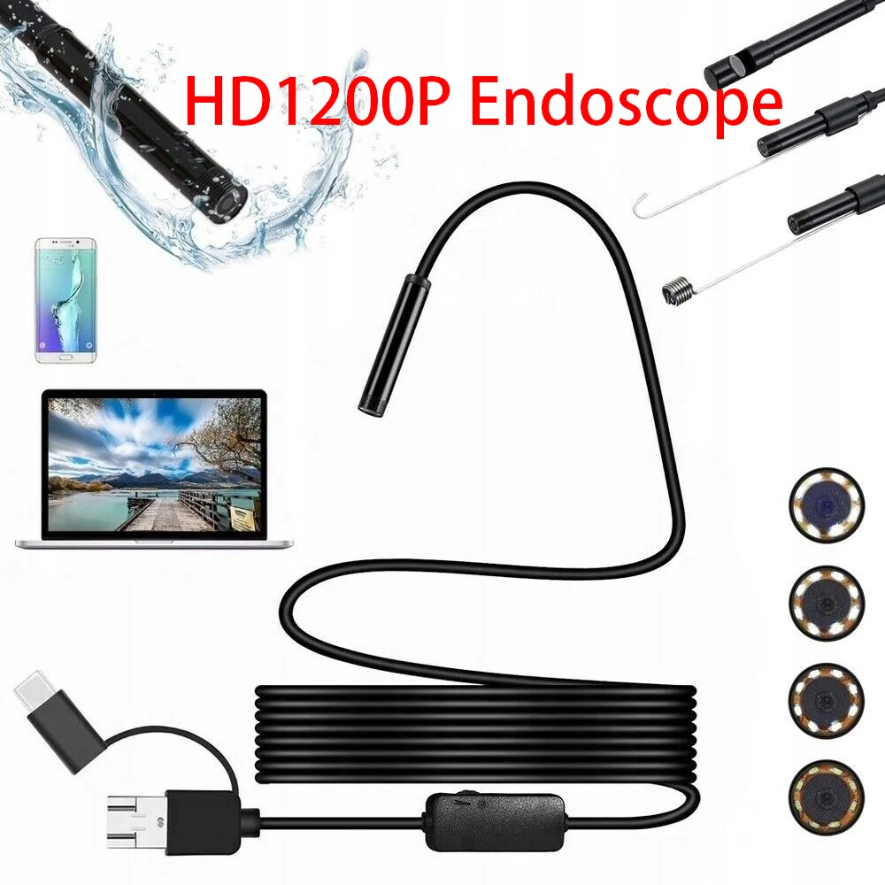 

Endoscope Camera 1200P Full HD Type c Borescope 5mp Digital Usb Snake Inspection Mini Sewer Pipe Camera for Android Smartphone