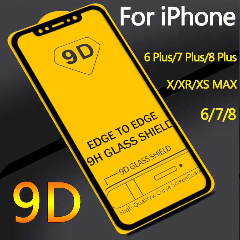 9D Защитное стекло для apple iphone X 6 7 8 plus xr xs max Закаленное пленка aphone tremp 7plus защита