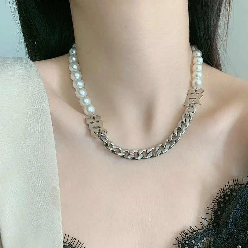 Мода темперамент шить ожерелье из круглых бусин Женская короткая заметка дикий