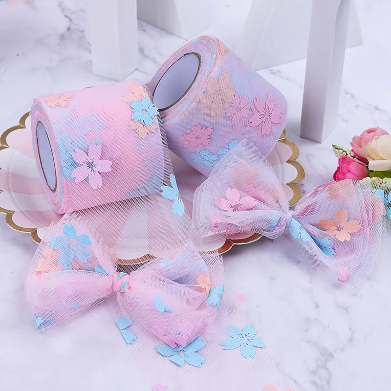 

25Yards/roll 6CM Colorful Petal Tulle Roll Organza Ribbon Party Supplies DIY Hair Bows Handmade Materials