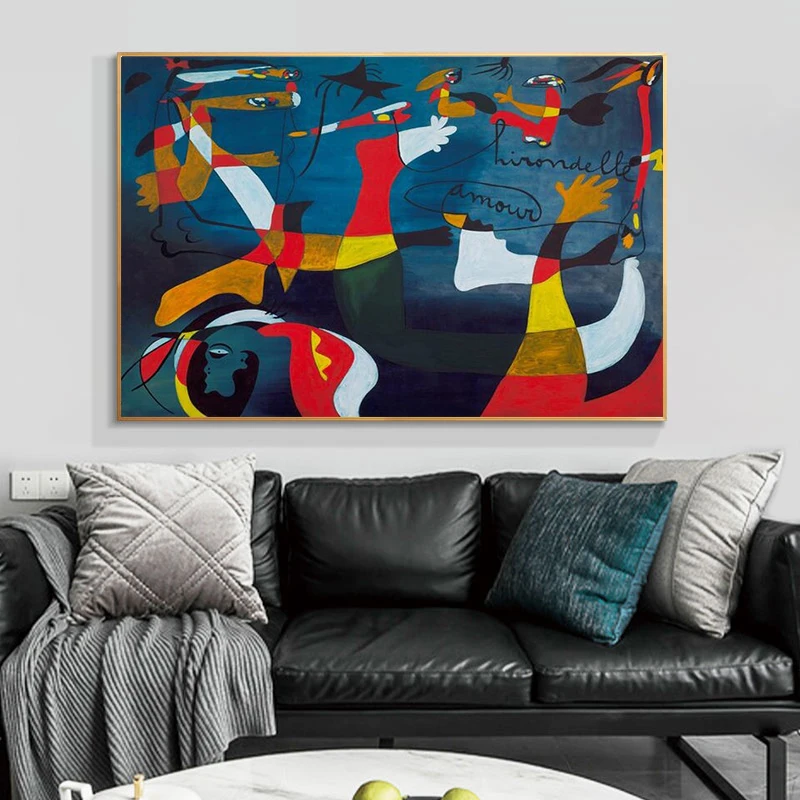 

The Birth of The World By Joan Miro Famous Abstract Canvas Paintings Posters and Prints Wall Art Pictures for Living Room Decor