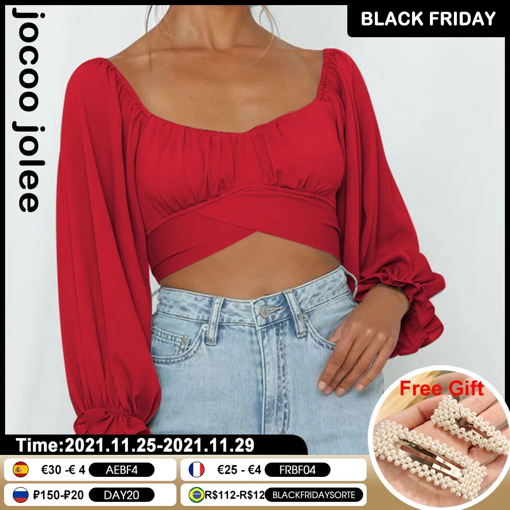 

Y2K Chiffon Women Blouses Backless Pleated Bandage Elegant Long Lartern Sleeve Sexy Female Bow Summer Solid T-Shirts Skinny Tees