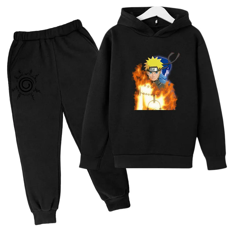 

Japanese Anime clothes Akatsuki Sasuke Hoodie Sweatshirt Top+Pants Jogging Costume Children's clothing Girl/Boy Set Baby Clothes