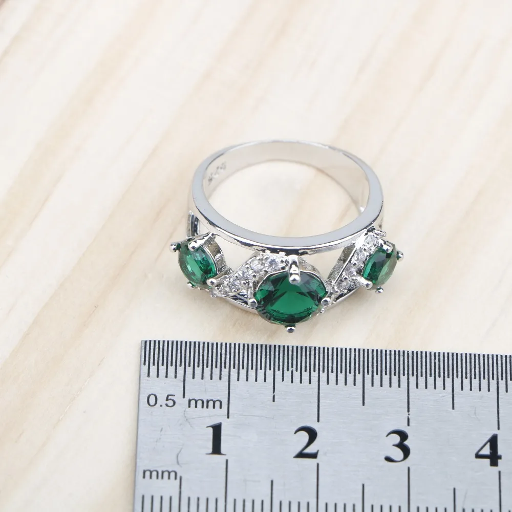 

Green Stones White Zircon Women Silver 925 Jewelry Sets Earrings/Pendant/Necklace/Rings/Bracelets For Bridal Set Free Box