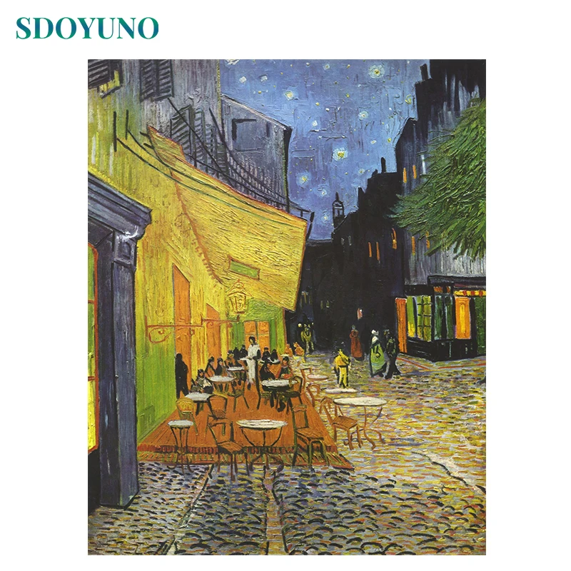 

SDOYUNO Abstract Street Scenery Paint By Numbers Kits On Canvas DIY Frameless 60x75cm Painting By Numbers Landscape Home Decor
