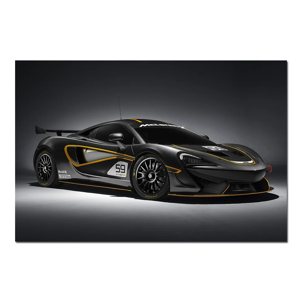 Настенный плакат Mclaren 570S GT4, спортивный автомобиль, Картина на холсте, декоративная картина, Современное украшение для дома Настенный плакат Mclaren 570S GT4, спортивный автомобиль, Картина на холсте, декоративная картина, Современное украшение для дома