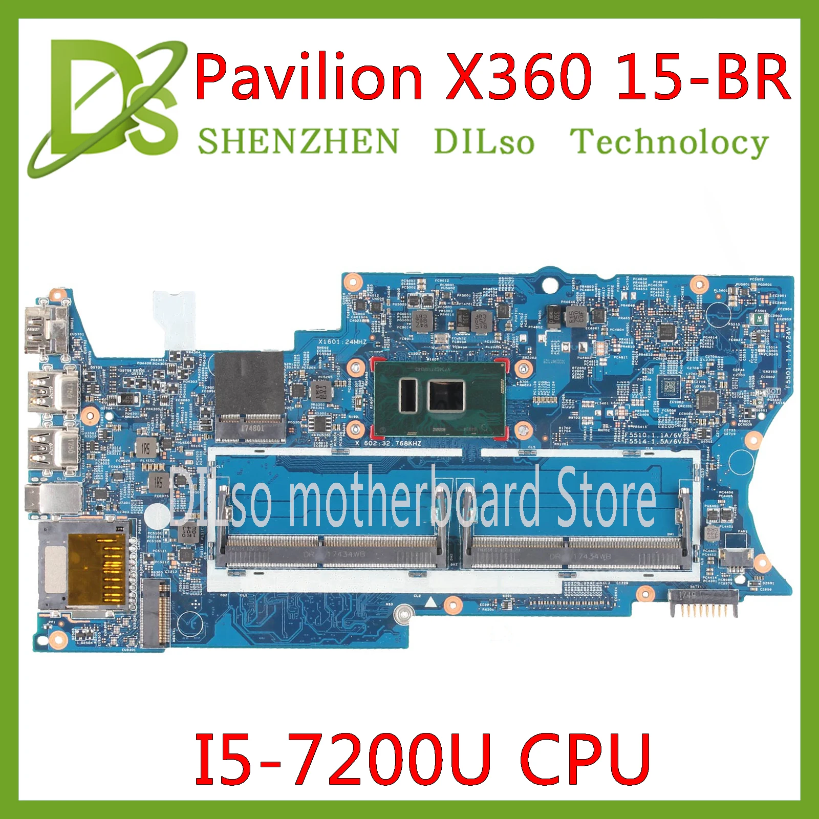 

KEFU 926714-001 Mainboard For HP Pavilion X360 15-br001la 15-BR Laptop Motherboard I5-7200U CPU 926714-601 16872-1 100% original