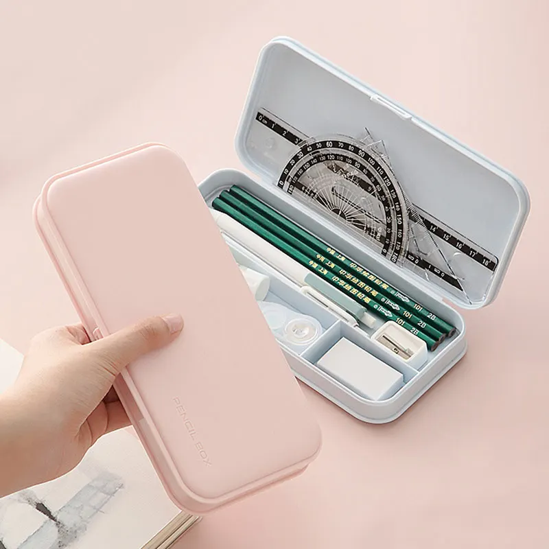 

Large Capacity Frosted PP Pencil Case Macaron Color Student Stationery Pen Box Office Multifunction Storage Organizer Kits Tool