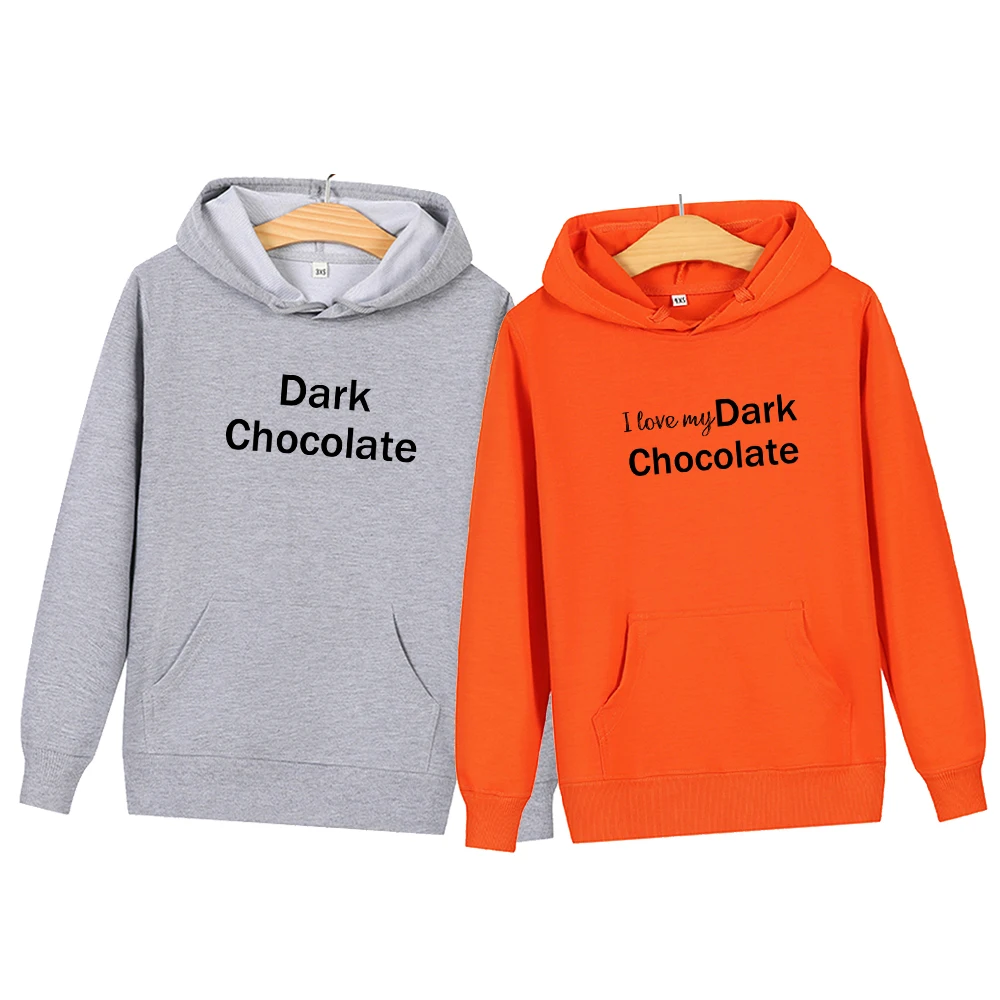 Осень 2020 толстовки с надписью I Love Dark Chocolate женский и мужской свитшот худи для