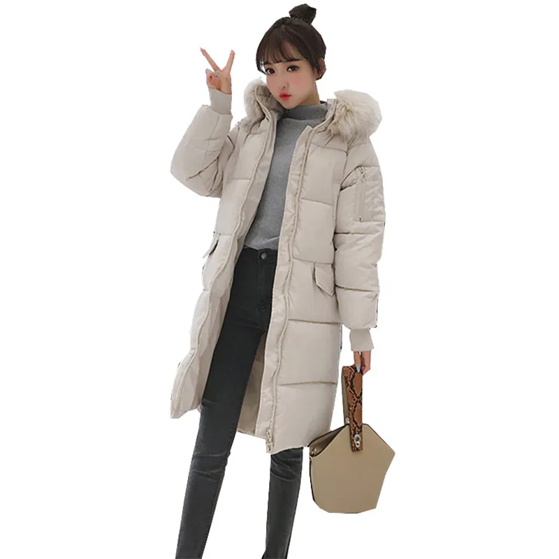 2019 New Autumn winter loose Women parka Outwear Coat Jacket long sleeve Knee length Medium length Thick warm Fashion Cotton