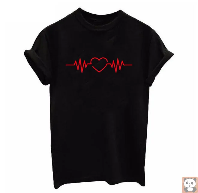 

ECG-Love 2 Segment New Printed T-shirt Women's Large Size Short Sleeve T-shirt Women