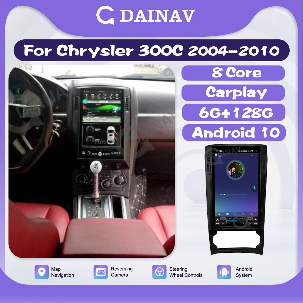 

8 Core Android 10.0 Car Radio For Chrysler 300C 2004-2010 Tesla Screen Multimedia Player GPS Navigation CarPlay IPS AutoRadio