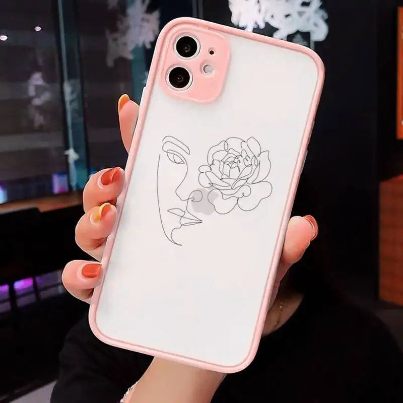 

Abstract Art body Lines Phone Case Matte Transparent for iPhone 7 8 11 12 s mini pro X XS XR MAX Plus cover funda