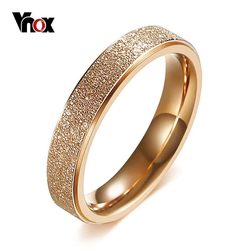 Обручальные кольца Vnox для женщин из нержавеющей стали цвета розового золота