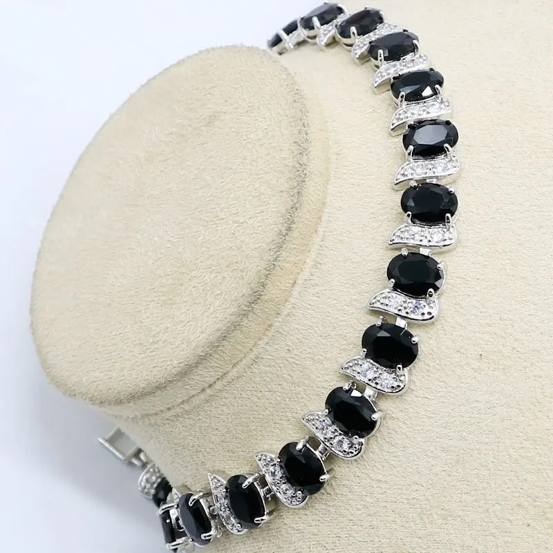 Наборы свадебных украшений серебряного цвета с натуральным черным жемчугом