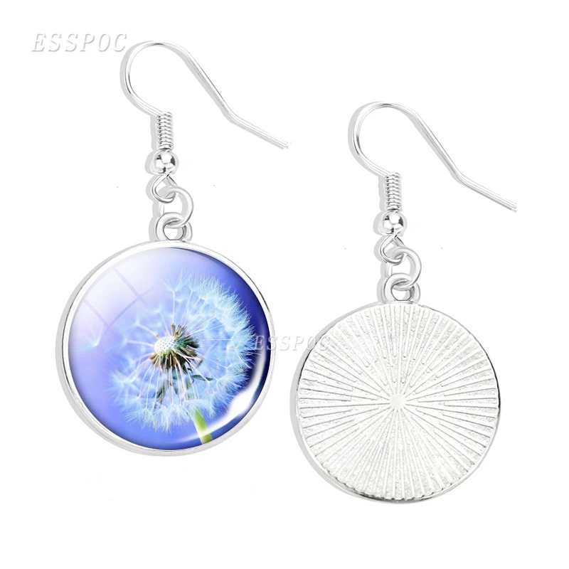 Висячие серьги в виде одуванчика кабошон из стекла для фото модные женщин