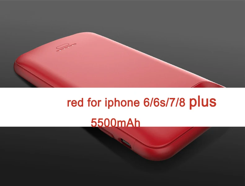 red 5500 5.5inch Аккумулятор Чехол для Iphone 6 6s 7 8 4000/5500mah зарядное устройство для Iphone 6 6s 7 8 Plus тонкий внешний пакет резервного копирования Чехол - Цвет: red 5500 5.5inch