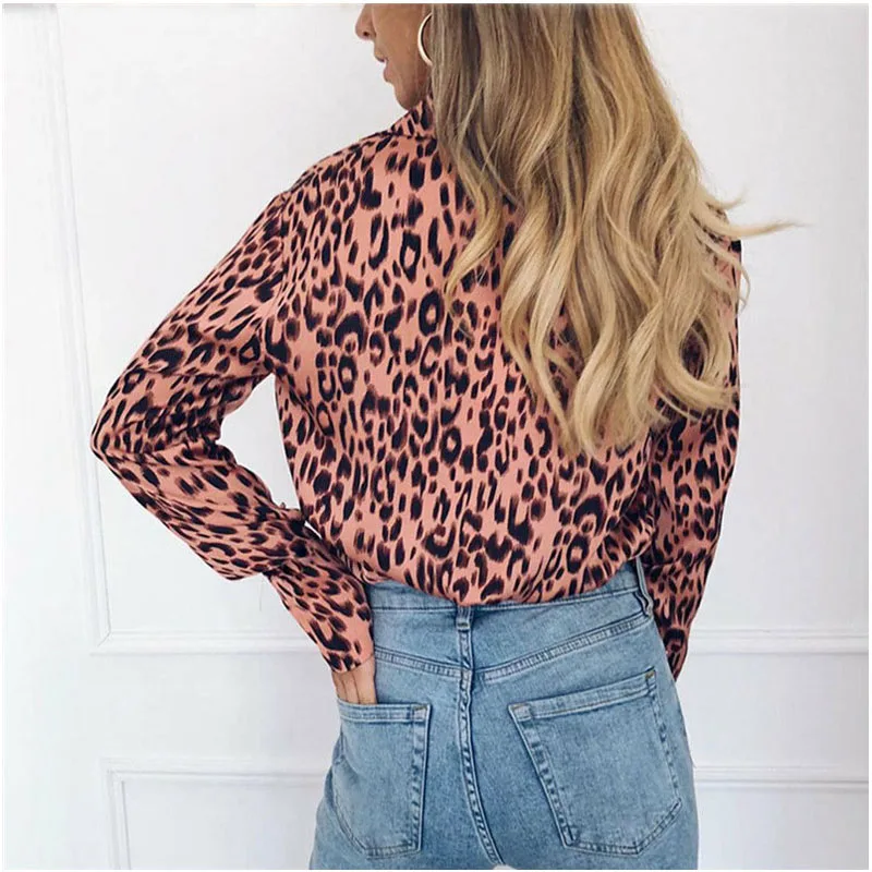 

Women Blouses Autumn Leopard Blouse Long Sleeve Turn Down Collar Lady Office Shirt Loose Tops Plus Size Blusas Chemisier