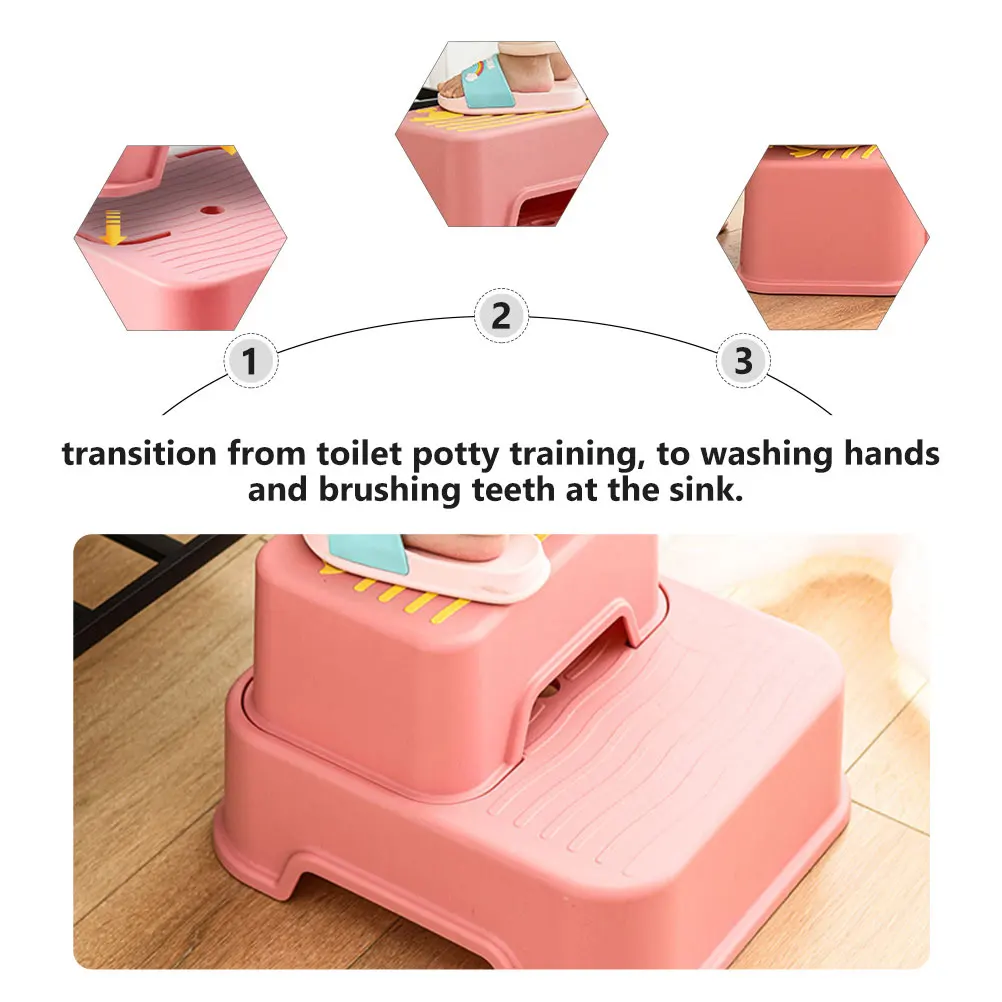 

1 Set Plastic 2 Layers Children Footstool Removable Non-slip Children Washing Stool Bathroom Supplies For Kids Toilet Footstool