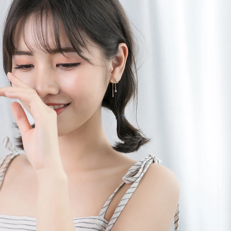 Colusiwei 100% стерлингового серебра 925 красочные облака Висячие серьги для женщин