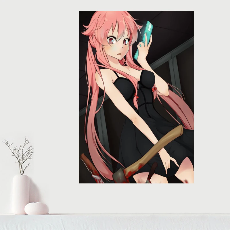 

Custom Canvas Wall Decor Mirai Nikki Canvas Poster Cloth Wall Fabric Posters And prints Home Decor Painting