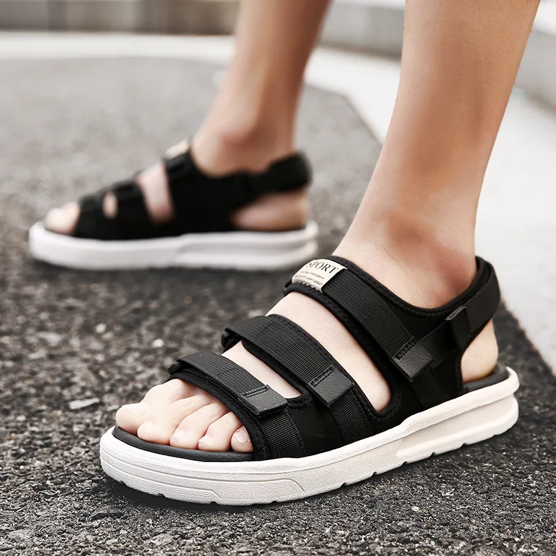 

Summer Sandals Men 2021 New Casual Beach Trend Korean Couples Outer Wear Sports Dual-use One-word Drag Soft Bottom Fashion