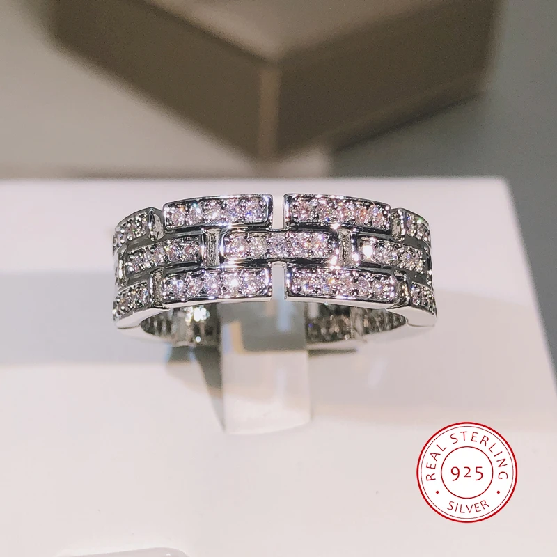 

925 sterling silver exquisite AAAA+ white zircon multi-layer ring ladies party cocktail party men and women jewelry gifts