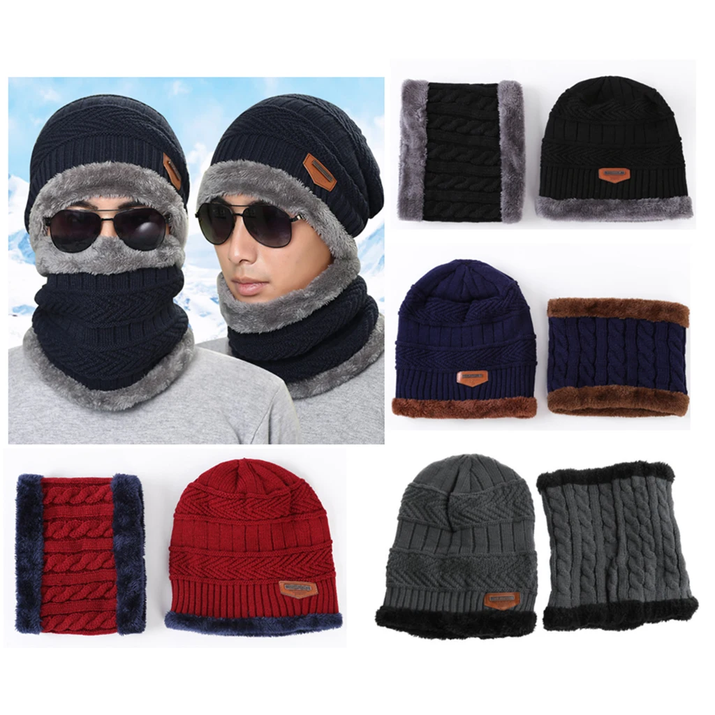 2 шт Мужская Женская двусторонняя бини зимняя теплая вязаная Лыжная вязанные