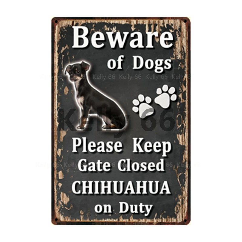 [Kelly66] Остерегайтесь собак боксеры Чихуахуа борзой оловянный плакат