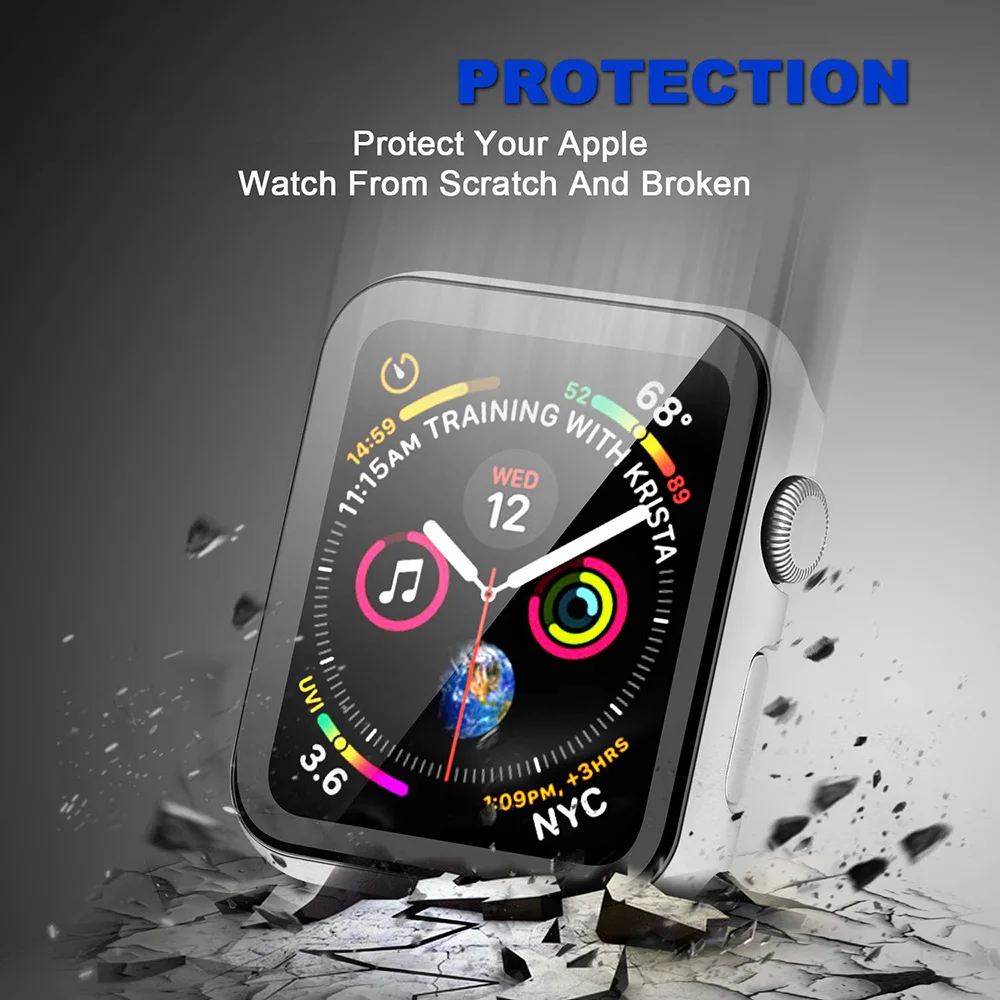 Металлический чехол и закаленное стекло для apple watch 42 мм 38 мм 44 мм 40 мм крышка iWatch 5 4 3 2 1 рамка защитный чехол для часов
