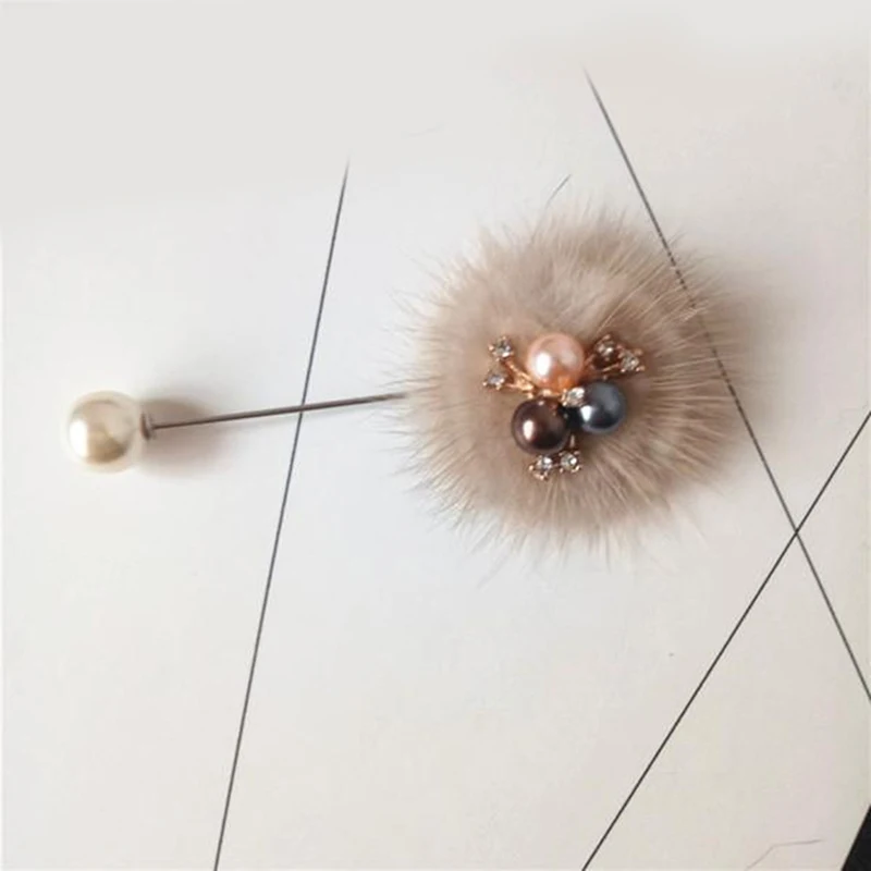 Женская Брошь с помпоном в Корейском стиле металлическая брошь металлическим
