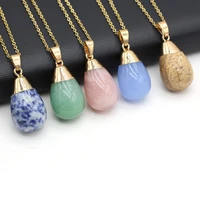 new fashion natural amethysts round drop shaped pendant necklace crystal aventurine jades charms necklaces womens jewelry
