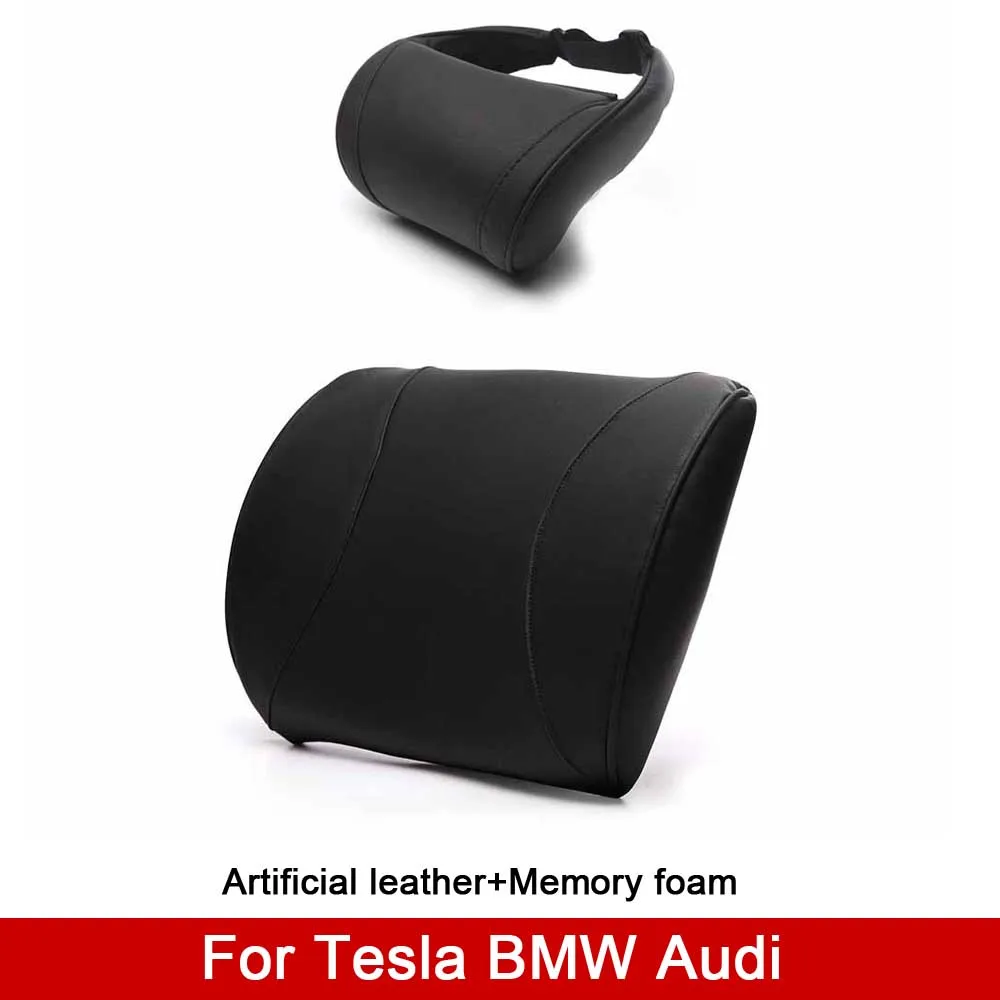 

Microfiber Leather Car Headrest Waist Seat Neck Pillow Cushion Neck Headrest for BMW X3 Audi Tesla Model 3 S X Y