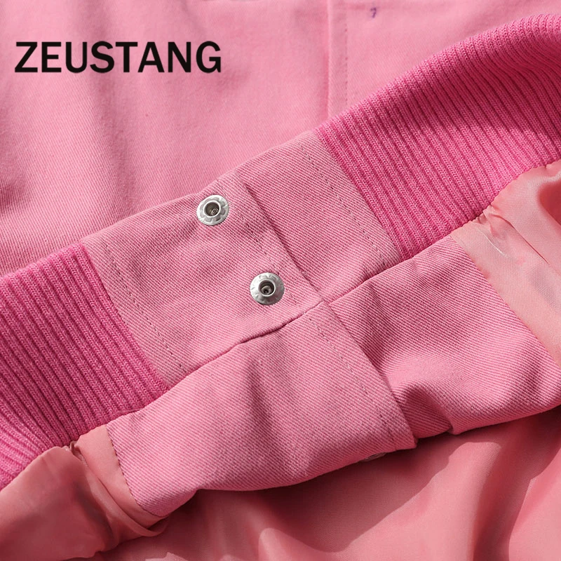 Zeustang Harajuku уличная одежда бейсбольные модные куртки с Вышивкой Букв пальто