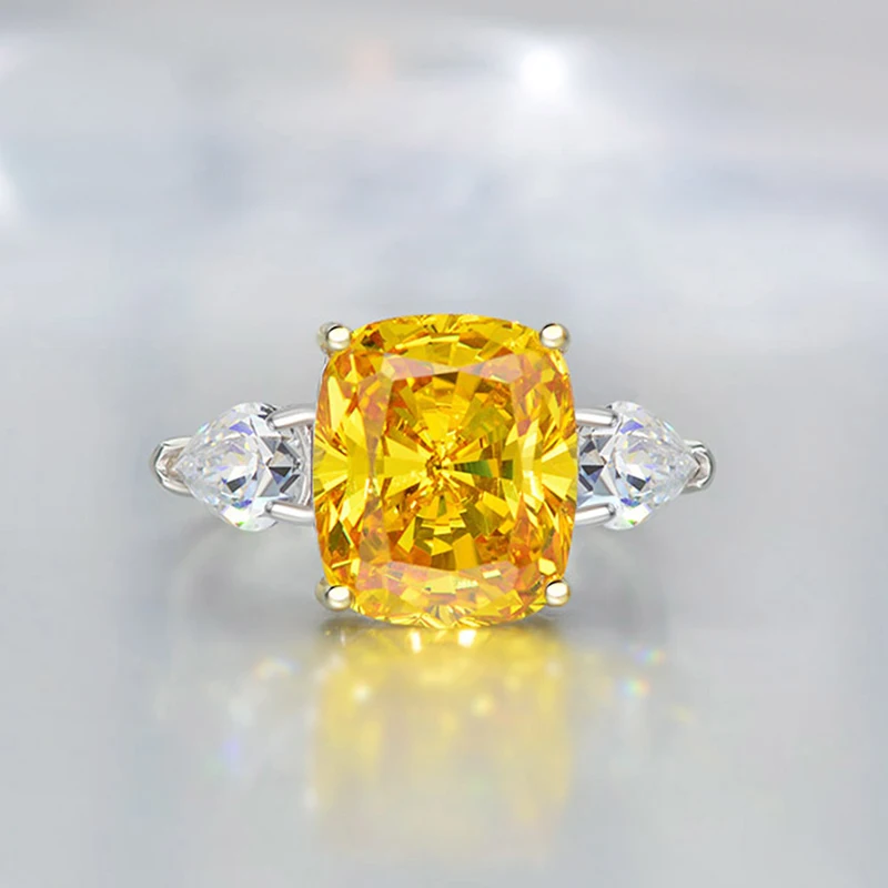 

Knobspin Classic 100% 925 Sterling Silver Yellow Wedding Rings For Women High Carbon Diamond Party Fine Jewelry Wholesale
