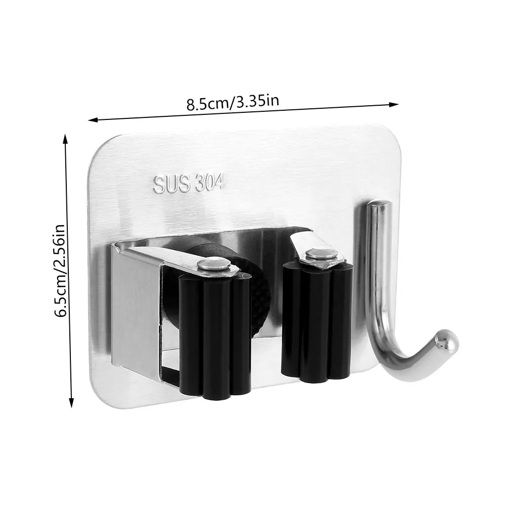 

5PCS Self-Adhesive Broom Hanger Multifunctional Garden Tool Holder Brush Storage Rack Home Stainless Steel Wall Mount Organiser