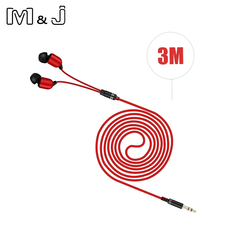 M&ampJ 3M Earphone Monitor Headphones With Long Wire 3.5mm Gilded HiFi Stereo Universal Auricular For iPhone Huawei Xiaomi Computer |