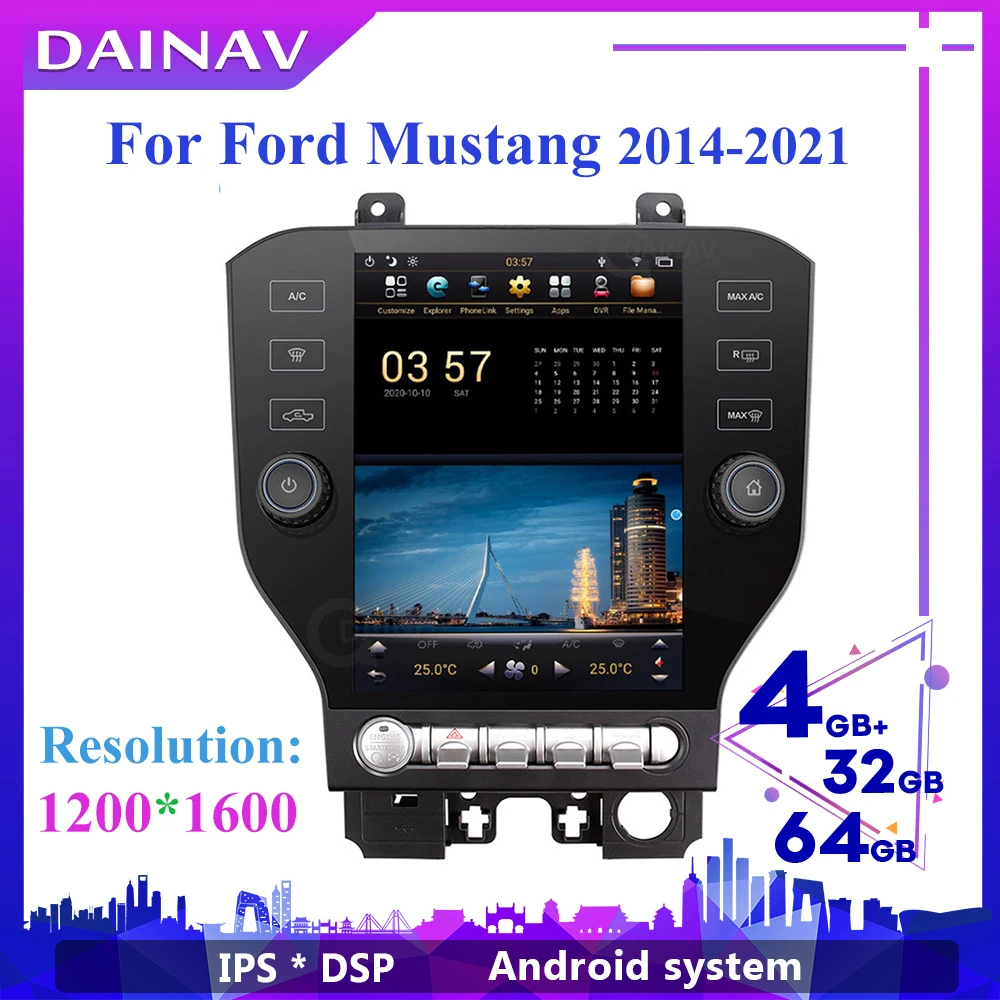 

Vertical screen 1200*1600 2 Din Android Car Radio For FORD mustang 2014-2021 Car Autoradio GPS Navigation Multimedia DVD player