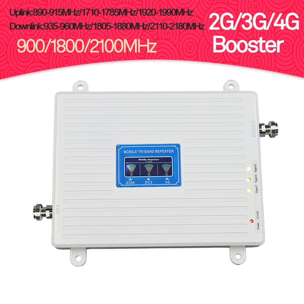 ZQTMAX 2G 3g 4G Мобильный усилитель сигнала gsm wcdma dcs повторитель 900 1800 2100 трехдиапазонный UMTS LTE усилитель сотовой связи данных+ антенна