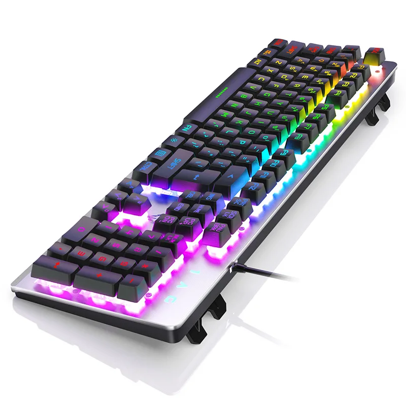 wired gaming keyboard mechanical feeling backlit keyboards usb 104 keycaps keyboard computer game keyboards russian sticker free global shipping