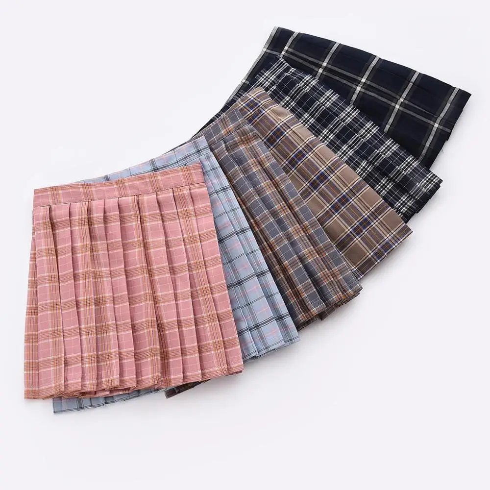 

Women's Harajuku Plaid Skirts For Women Korean Student Pleated Mini Short Skirt School Jazz Dance Costume Saias Mujer S-4XL New