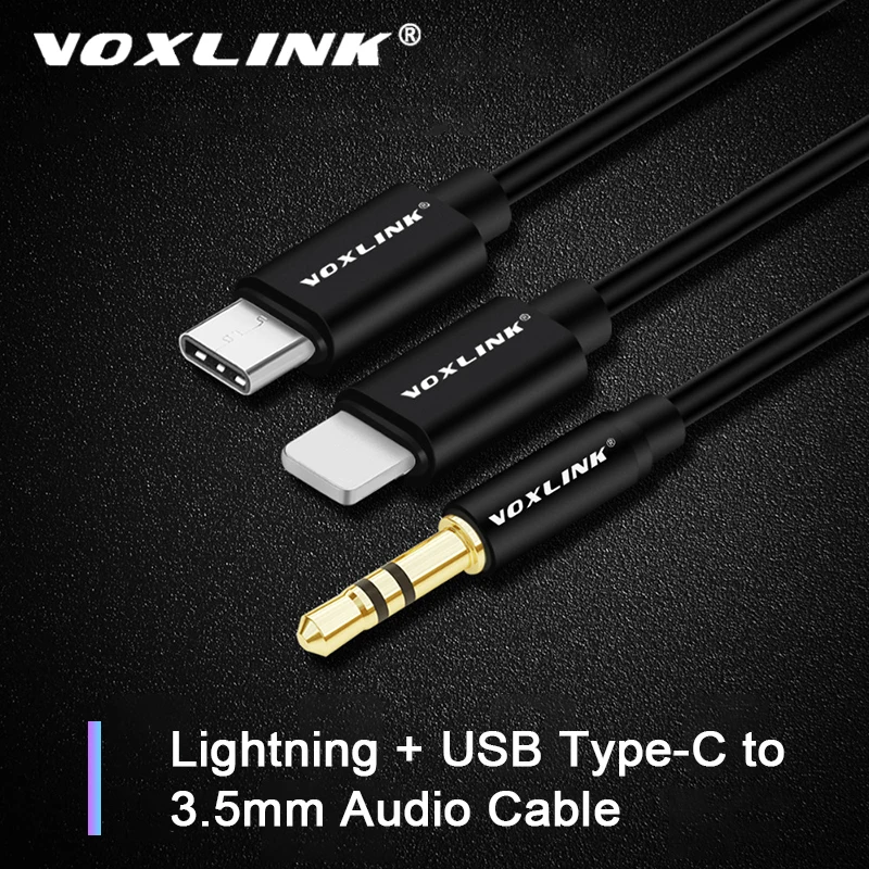 Кабель Aux VOXLINK 2 в 1 8 контактный + USB Type C до 3 5 мм автомобильный аудиокабель адаптер