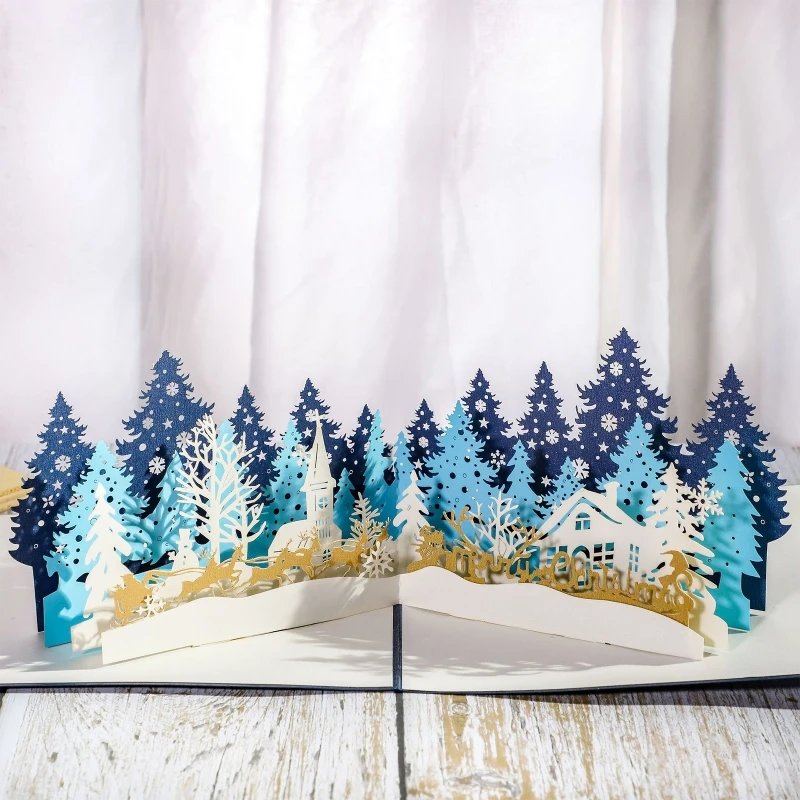 

Merry Christmas Cards 3D Pop UP Christmas Tree Winter Gift Pop-Up Cards Christmas Decoration Gift New Year Greeting Cards