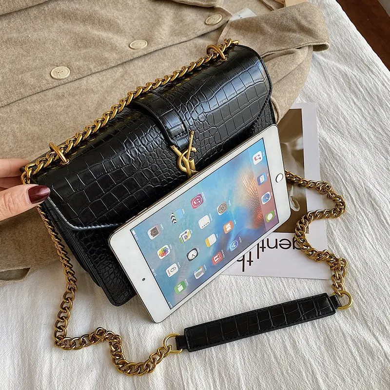 

Luxury Brand Designer Women Shoulder Bag Lady Fashion Metal Chains Crossbody Bag Messenger Black Handbag Leather Party Hand Bags