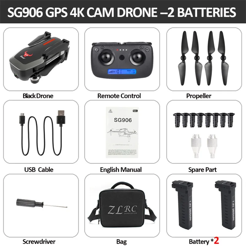 black 2B SG906 мини-Дрон gps 5G Wi-Fi FPV RC zangao Selfie 4 K бесщеточный Дрон com Câmera HD RC Квадрокоптер dobravel Dron VS VISUO XS809 - Цвет: black 2B