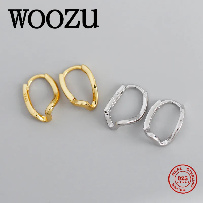 WOOZU реальные 925 стерлингового серебра минималистский геометрической формы уха