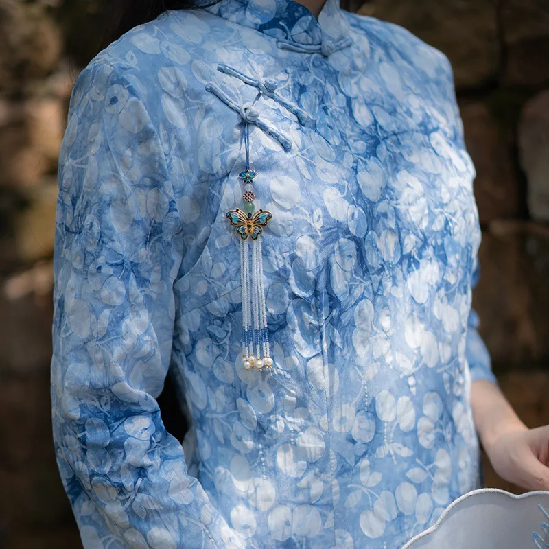 

Modern hanfu Chinese traditional cheongsam summer skirts Literary Retro dress Elegant woman Chinese style printing Linen robes