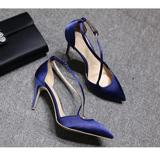 blue 6cm Указательный палец красный сатин Runway супер сандалии ультра лето леди Корейский высокие каблуки Красные Satin туфли экстремальный стилет Размер 4 34 Orsay Лето мода Китай китайская новая - Цвет: blue 6cm