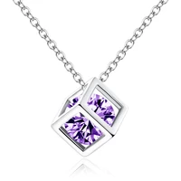 new 2021 hot sale water cubic zircon necklace rubiks cube pendant necklace for ladies party birthday present